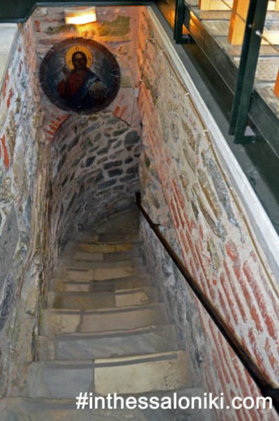 Catacombs of Saint John the baptist (Next to Agia Sofia Temple). Heading inside the Temple of Saint John located 4,5 meters below the street level...